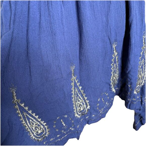 Intimately Free People Blue Meadows of Medallion Asymmetric Slip Dress Raw Hem M - Picture 2 of 7